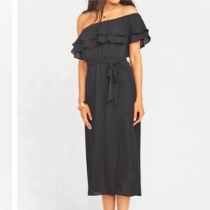 NWT Show Me Your Mumu Black Rosie Off the Shoulder Dress Size Small